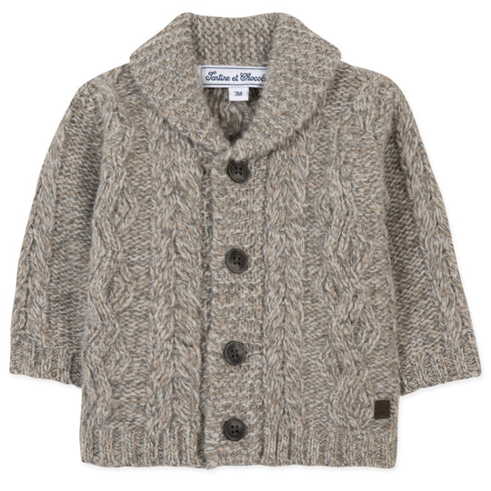 Shawl Collar Cableknit Baby Cardigan