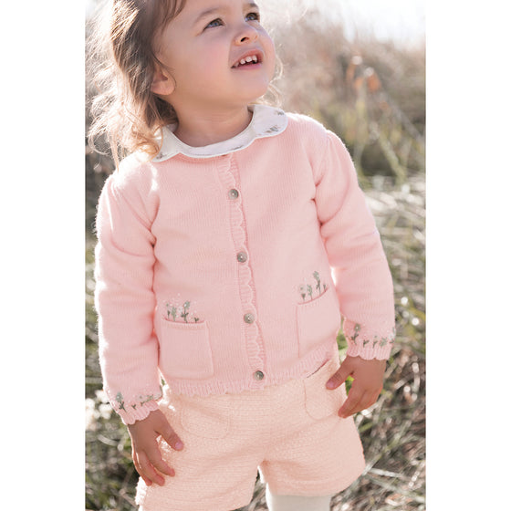 Pocket Petals Baby Cardigan - Pink