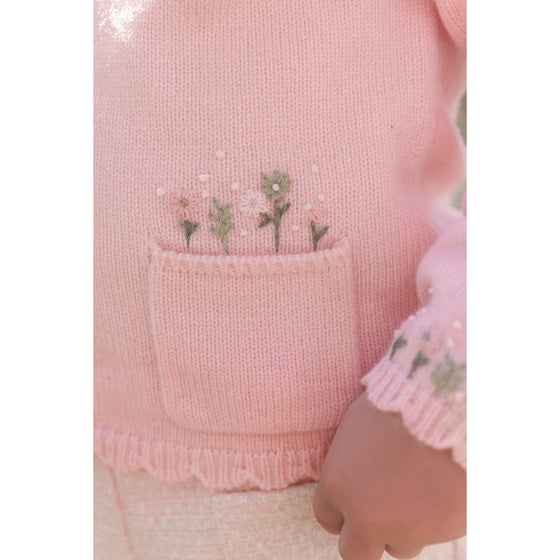 Pocket Petals Baby Cardigan - Pink