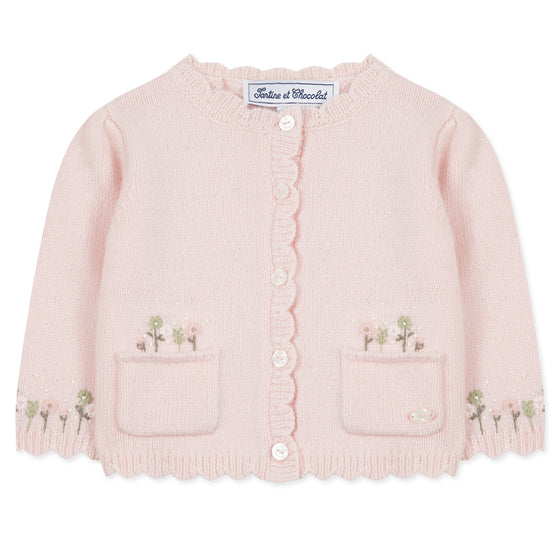 Pocket Petals Baby Cardigan - Pink