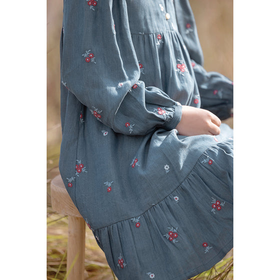 Soft Chambray Floral Midi Dress