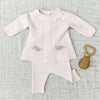 Ruffle-Collar Embroidered Baby Set