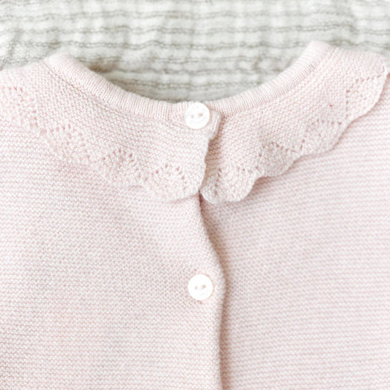 Ruffle-Collar Embroidered Baby Set