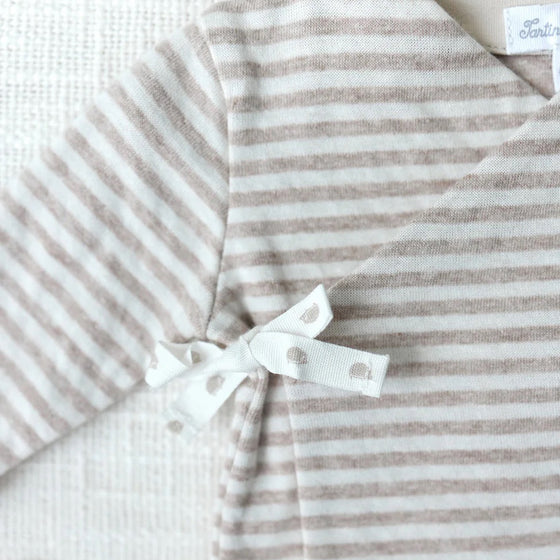 Heathered Sand Kimono-Wrap Baby Set