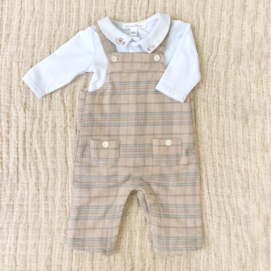 TARTINE ET CHOCOLAT Plaid Overalls Baby Set