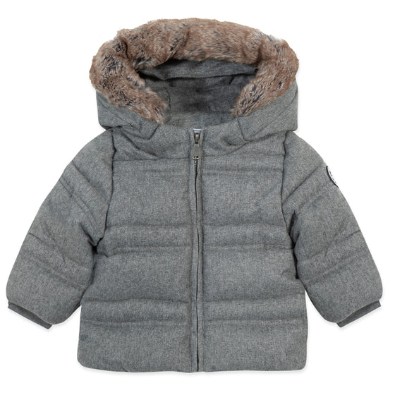 Faux Fur Hood Baby Puffer Coat