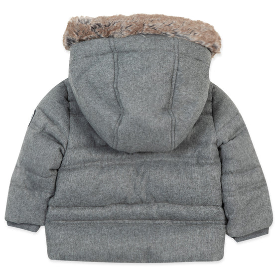 Faux Fur Hood Baby Puffer Coat