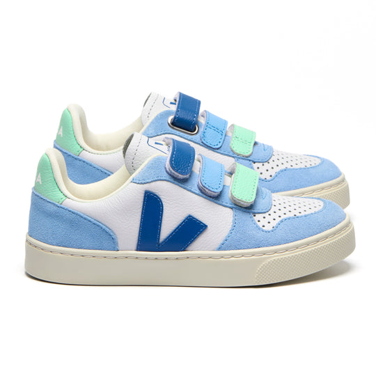 VEJA V-10 Chromefree Leather Sneakers - Indigo Ice