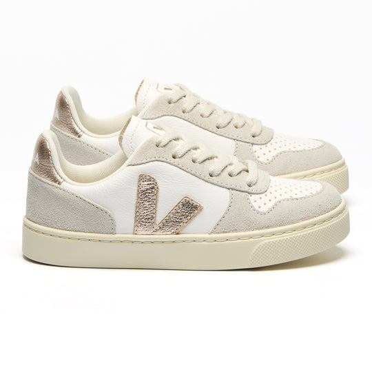 VEJA V-10 Chromefree Leather Sneakers - Platinum