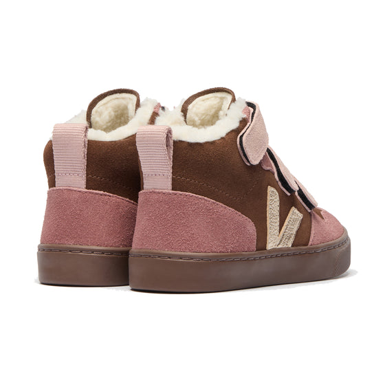 VEJA V-10 Winter Fleece Suede Sneakers - Walnut Bark