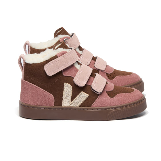 VEJA V-10 Winter Fleece Suede Sneakers - Walnut Bark