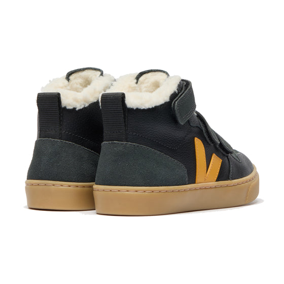 VEJA V-10 Winter Fleece Leather Sneakers - Graphite