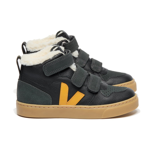 VEJA V-10 Winter Fleece Leather Sneakers - Graphite