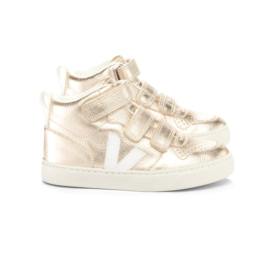 VEJA V-10 High Top Velcro Sneakers - Platine