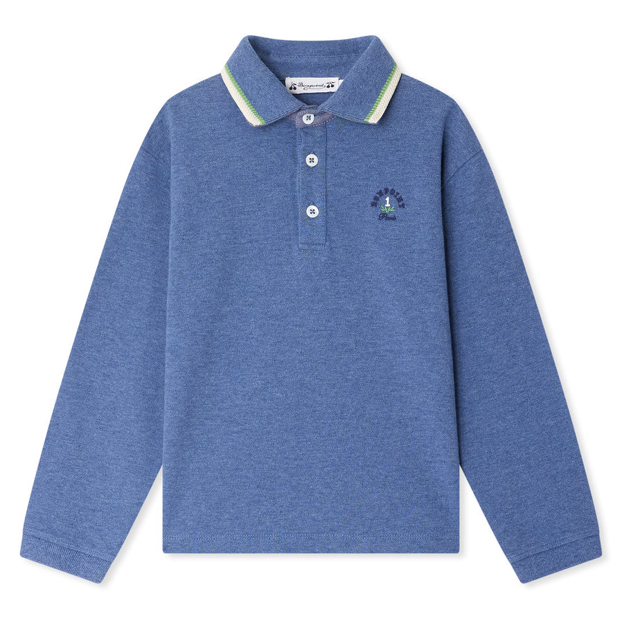 Kid-Boy-BONPOINT Jerry Polo - Bleu Gris-W05BTSK00004-114A-|-Bonpoint ...