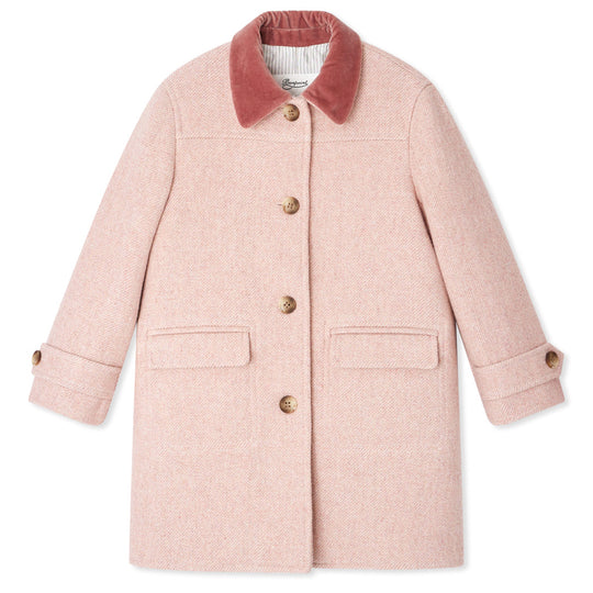 BONPOINT Jaida Velvet Collar Pea Coat - Delicate Pink