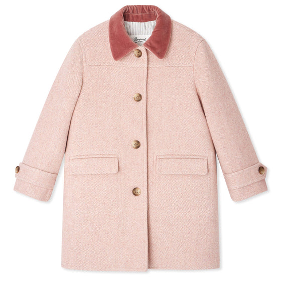 BONPOINT Jaida Velvet Collar Pea Coat - Delicate Pink