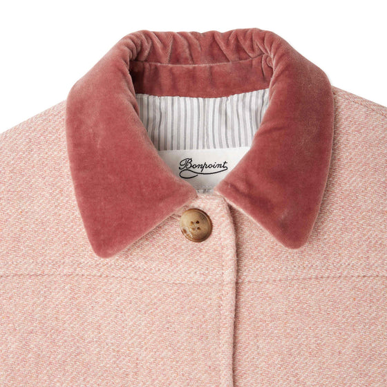 BONPOINT Jaida Velvet Collar Pea Coat - Delicate Pink