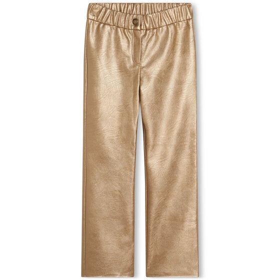 Faux Leather Gold Flare Pants