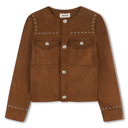 ZADIG & VOLTAIRE Faux Suede Cowgirl Jacket - Nuthatch