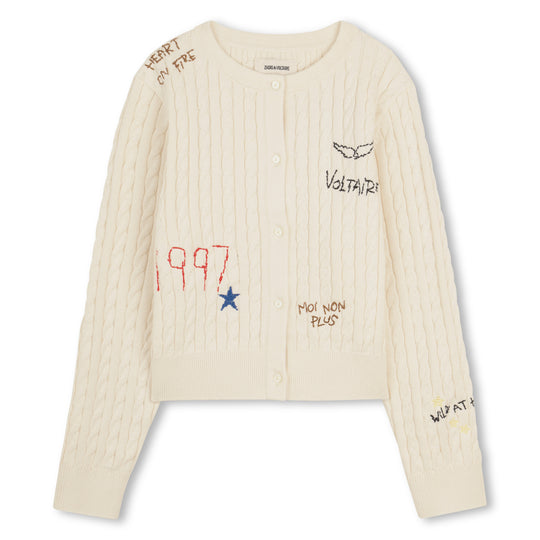 ZADIG & VOLTAIRE Embroidered Soft Cardigan - Off White