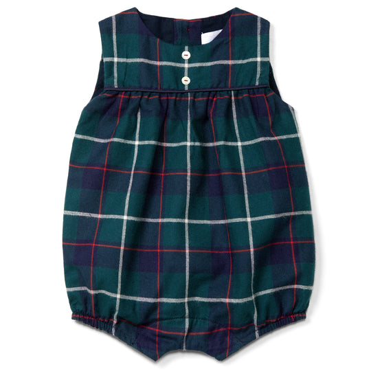 LARANJINHA Evergreen Checked Romper - Navy Blue