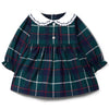 LARANJINHA Evergreen Checked Baby Dress - Navy Blue