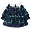LARANJINHA Evergreen Checked Baby Dress - Navy Blue