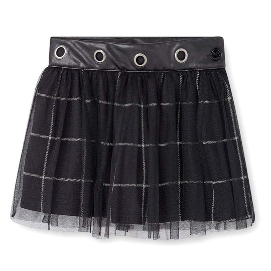 BOBOLI Faux Leather Tulle Skirt