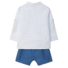 LARANJINHA Windowpane Baby Set - White & Medium Blue