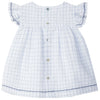 LARANJINHA Embroidered Baby Windowpane Dress - White & Navy