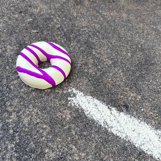 Donut Handmade Sidewalk Chalk - Drizzle Yellow / Purple