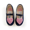 Sara Sparkle Heart Mary Janes - Navy