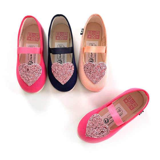 Sara Sparkle Heart Mary Janes - Navy