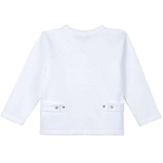Classic Snap Cardigan - White  - FINAL SALE
