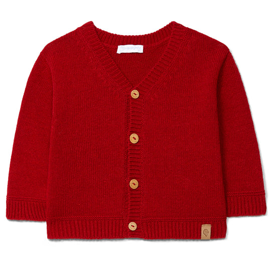 LARANJINHA V-Neck Baby Cardigan - Red