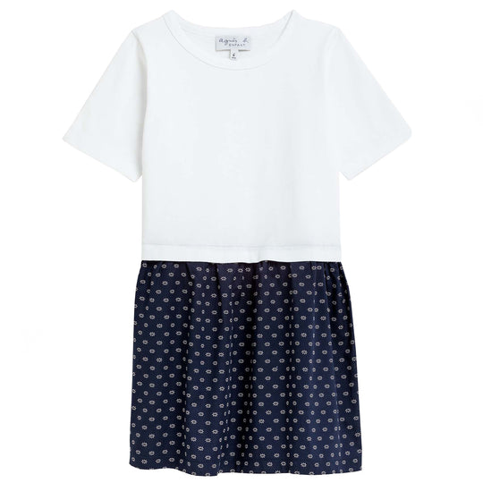 AGNÈS B. Patterned Skirt T-shirt Dress - White