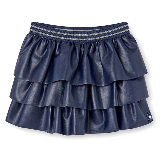 BOBOLI Faux Leather Layered Skirt