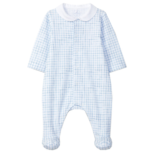 LARANJINHA Windowpane Footed Pajamas - Blue