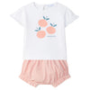 LARANJINHA Peaches Bloomer Baby Set - Pink & White