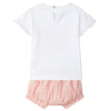LARANJINHA Peaches Bloomer Baby Set - Pink & White