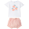 LARANJINHA Peaches Bloomer Baby Set - Pink & White