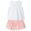 LARANJINHA Embroidered Blouse Shorts Set - Pink & White