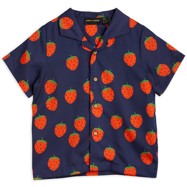 Kid-Girl-Strawberries All Over Shirt-2322011560-Blue-|-Mini Rodini