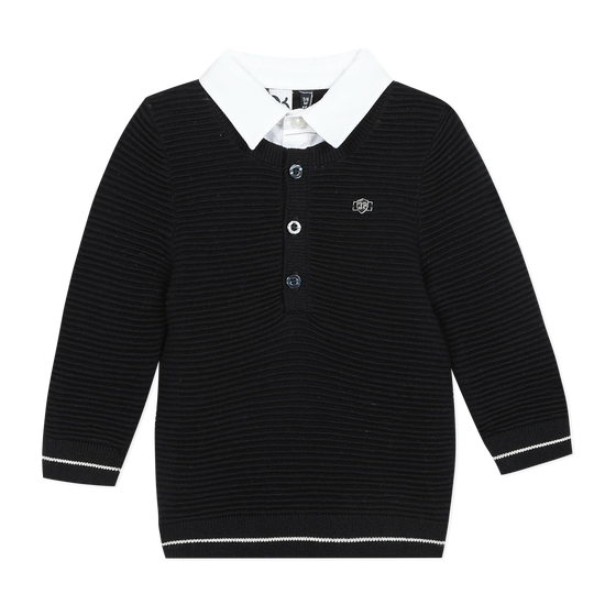 Navy blue sweater with faux shirt collar  - FINAL SALE