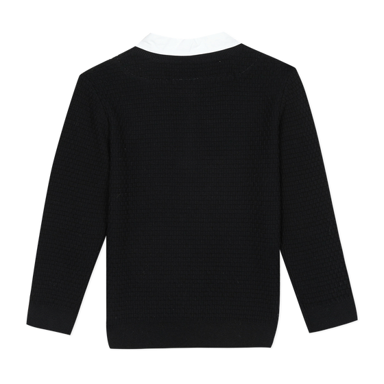 Navy blue sweater with faux shirt collar  - FINAL SALE