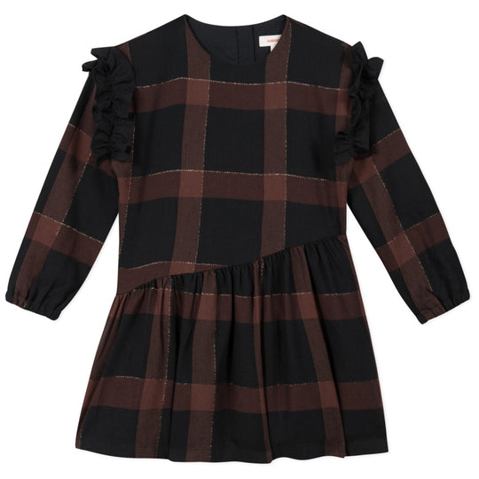 CATIMINI Gold Thread Check Twill Dress