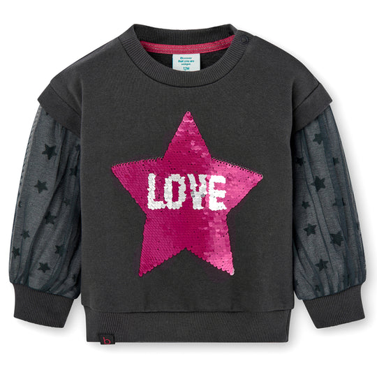 BOBOLI Love Star Flip Sequin Sweatshirt