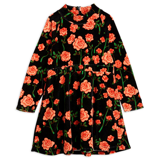Kid-Girl-Roses Velour Dress-2275011299-Black-|-Mini Rodini