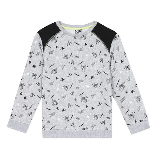3 POMMES Heather grey printed fleece sweatshirt
